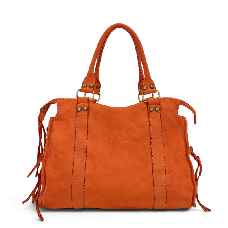 Grand sac en cuir vintage STORM XL HURRICAN Orange