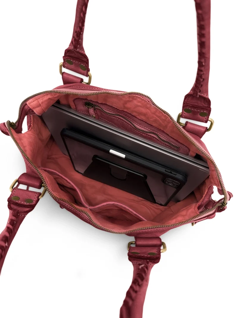 Grand sac en cuir vintage STORM XL HURRICAN Bordeaux