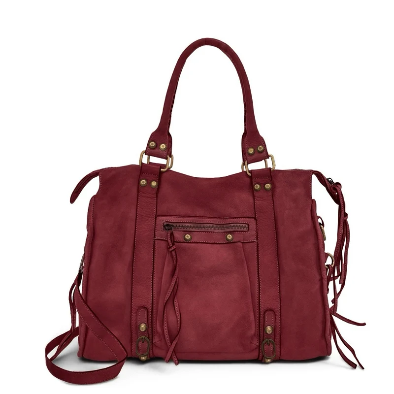 Grand sac en cuir vintage STORM XL HURRICAN Bordeaux