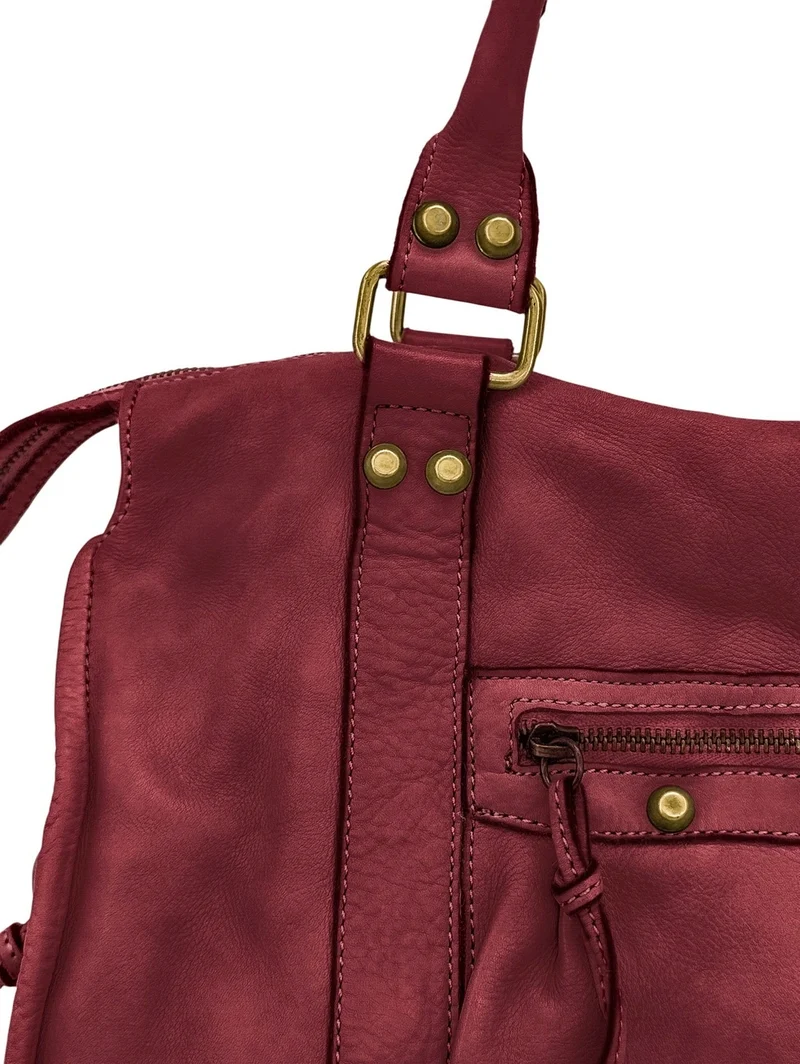 Grand sac en cuir vintage STORM XL HURRICAN Bordeaux