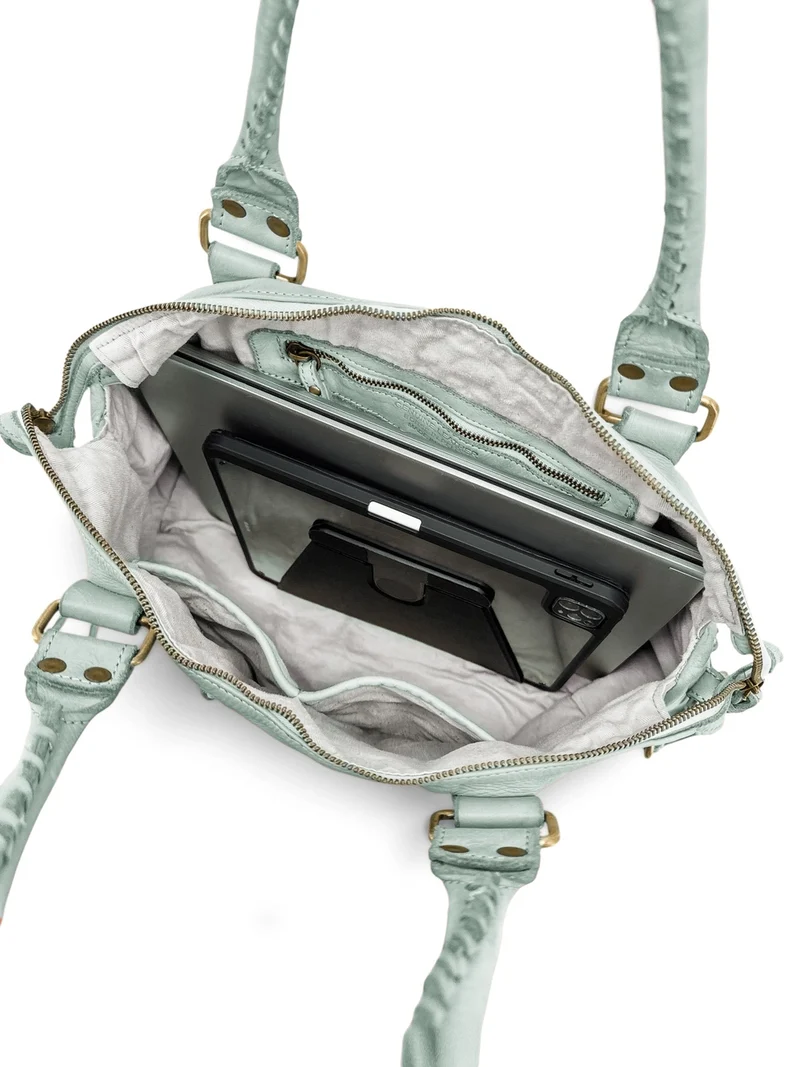 Grand sac en cuir vintage STORM XL HURRICAN Bleu pastel