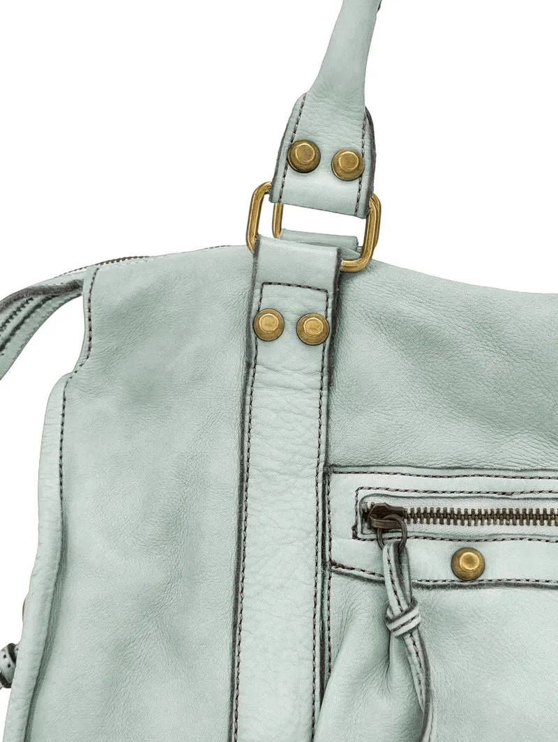 Grand sac en cuir vintage STORM XL HURRICAN Bleu pastel