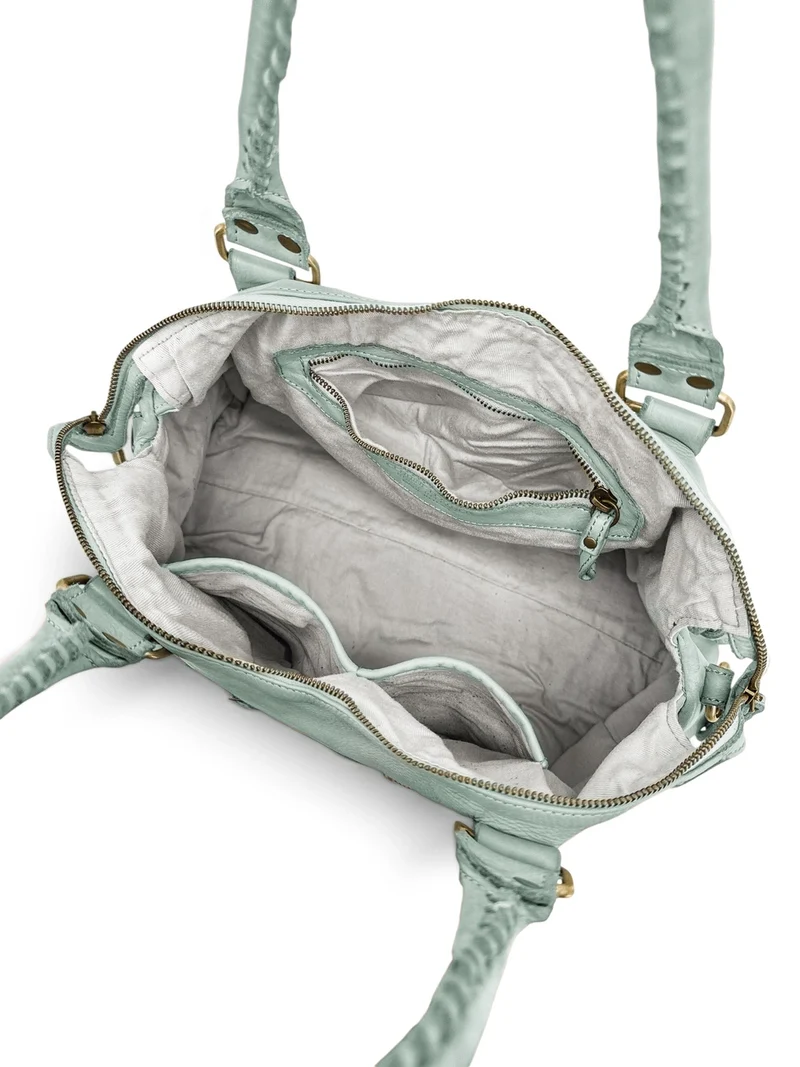 Grand sac en cuir vintage STORM XL HURRICAN Bleu pastel