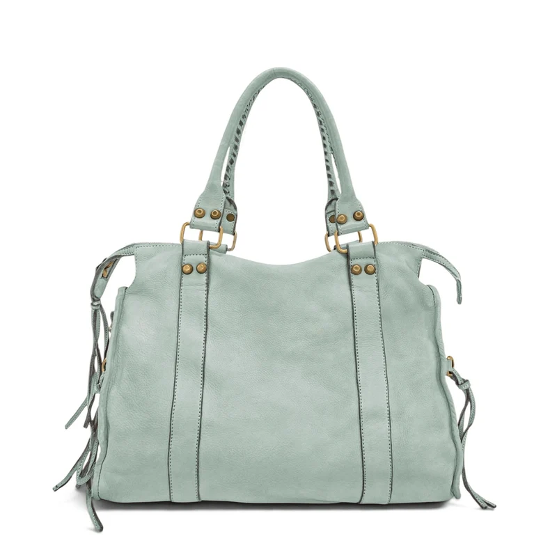 Grand sac en cuir vintage STORM XL HURRICAN Bleu pastel