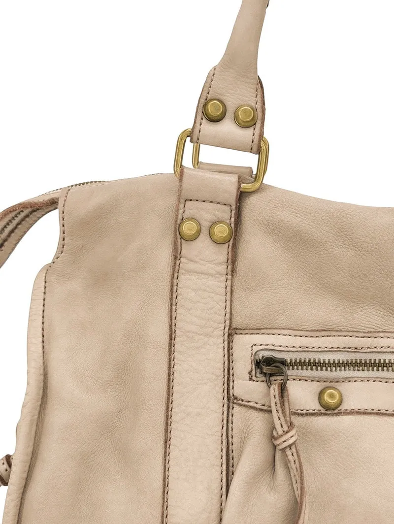 Grand sac en cuir vintage STORM XL HURRICAN Beige crème