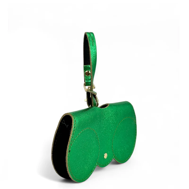 Etui à lunettes en cuir irisé PEANUT GLOW Vert anglais irisé