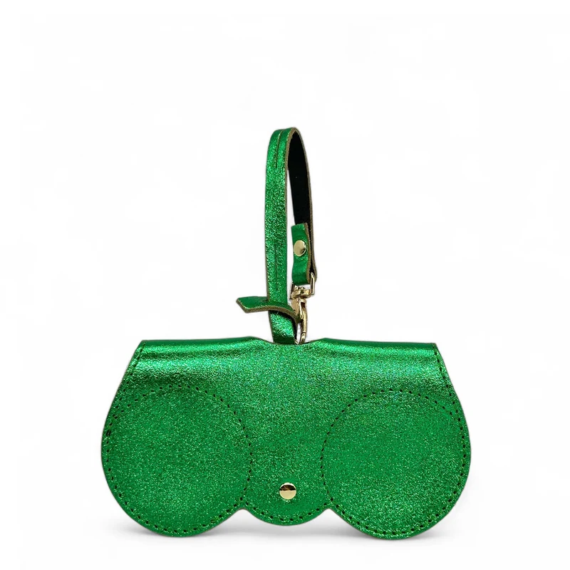 Etui à lunettes en cuir irisé PEANUT GLOW Vert anglais irisé