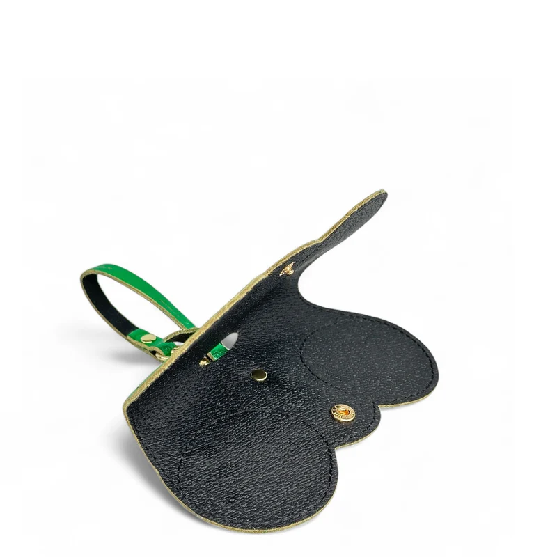 Etui à lunettes en cuir irisé PEANUT GLOW Vert anglais irisé