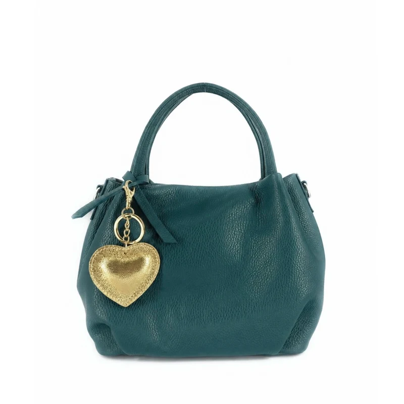 Porte-clés en cuir irisé COEUR GOLD Or pâle