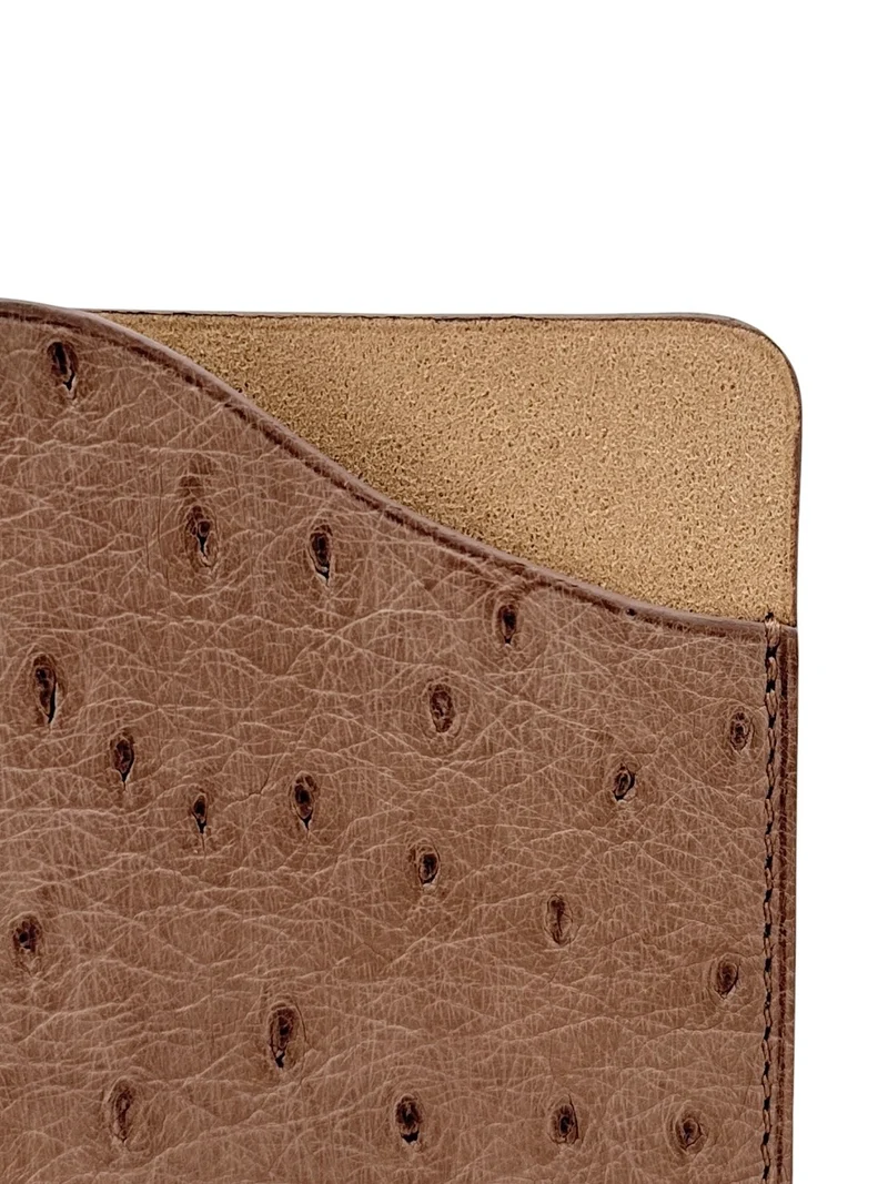 Etui à lunettes en cuir d'autruche édition Haute-couture Taupe foncé