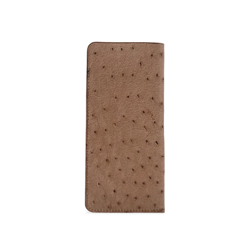 Etui à lunettes en cuir d'autruche édition Haute-couture Taupe foncé