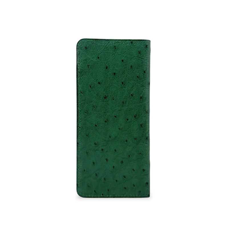 Etui à lunettes en cuir d'autruche édition Haute-couture Vert forêt