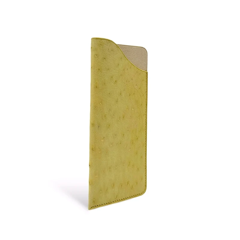 Etui à lunettes en cuir d'autruche édition Haute-couture Soft jaune
