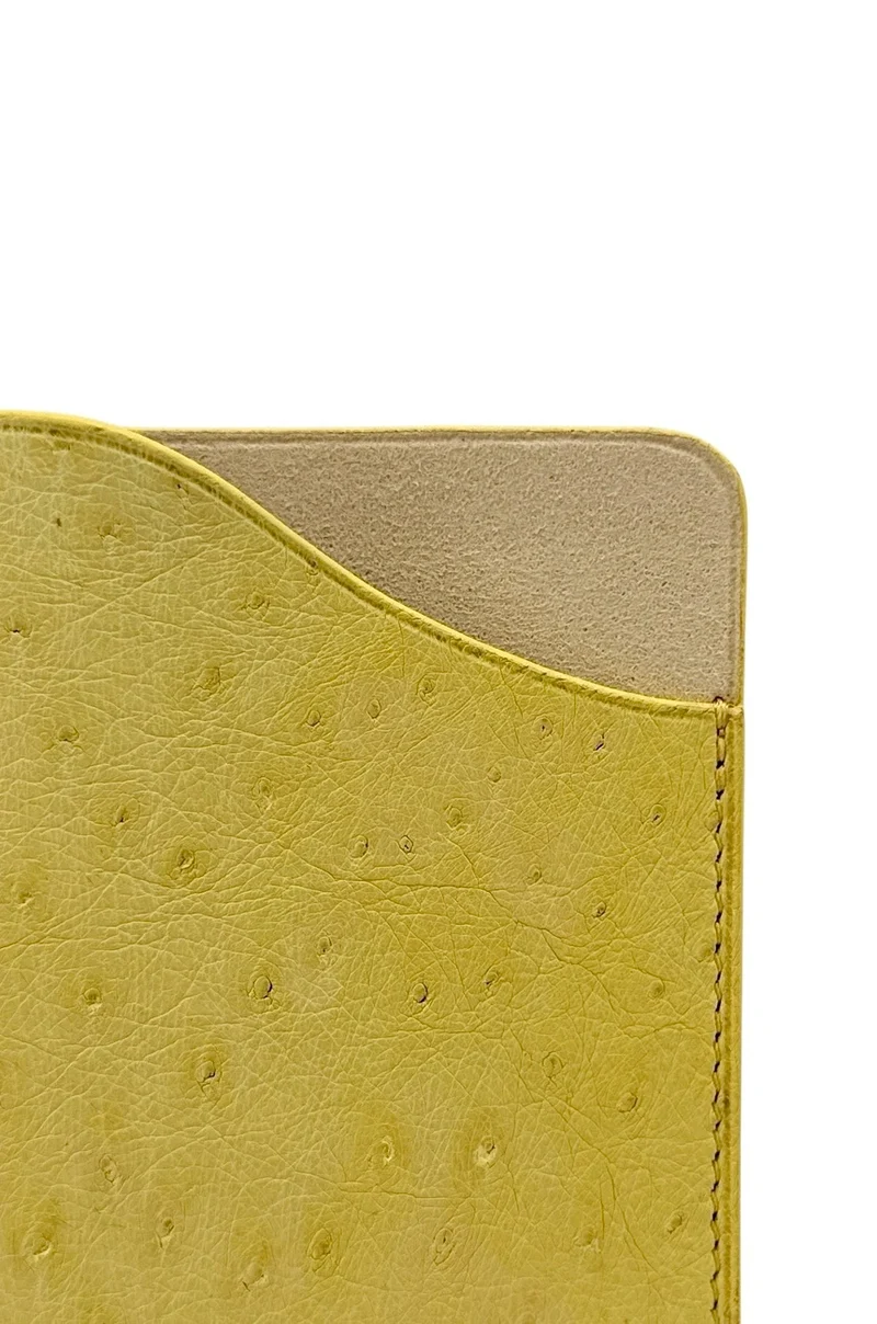Etui à lunettes en cuir d'autruche édition Haute-couture Soft jaune