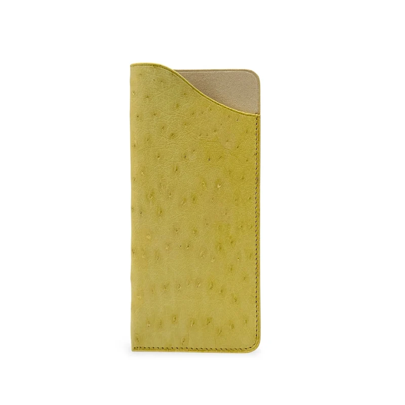Etui à lunettes en cuir d'autruche édition Haute-couture Soft jaune