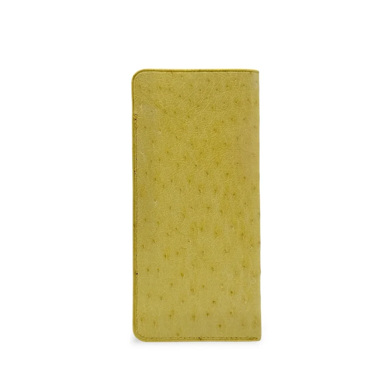 Etui à lunettes en cuir d'autruche édition Haute-couture Soft jaune