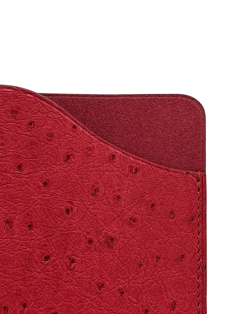 Etui à lunettes en cuir d'autruche édition Haute-couture Rouge intense