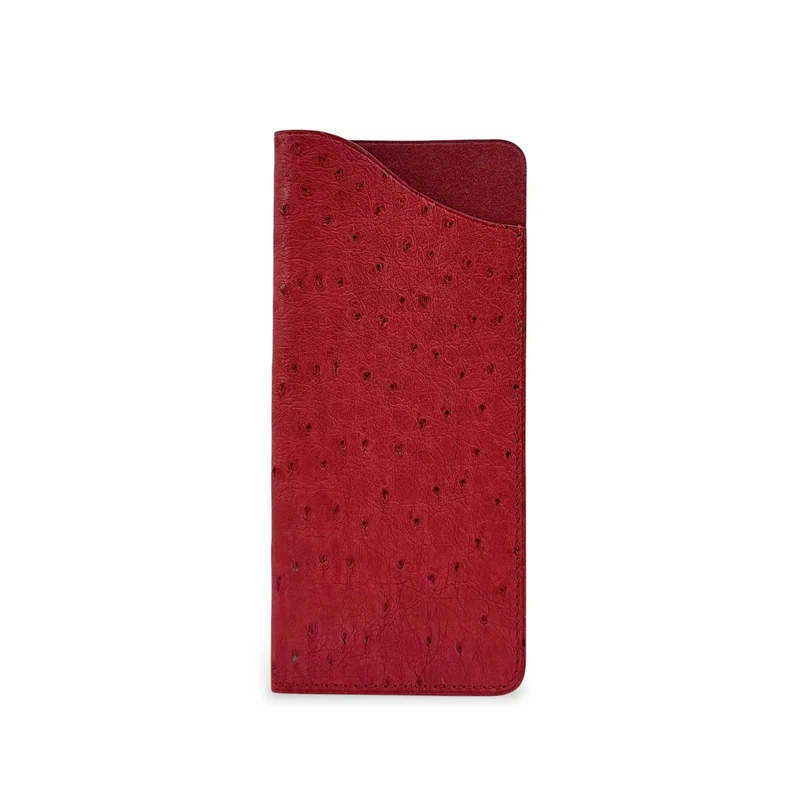 Etui à lunettes en cuir d'autruche édition Haute-couture Rouge intense