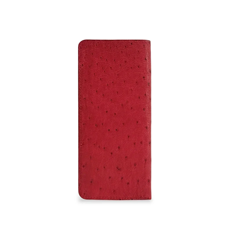 Etui à lunettes en cuir d'autruche édition Haute-couture Rouge intense