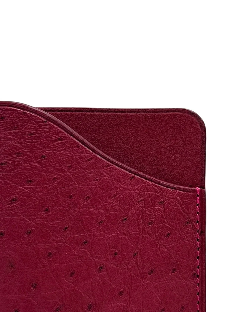 Etui à lunettes en cuir d'autruche édition Haute-couture Rouge bordeaux