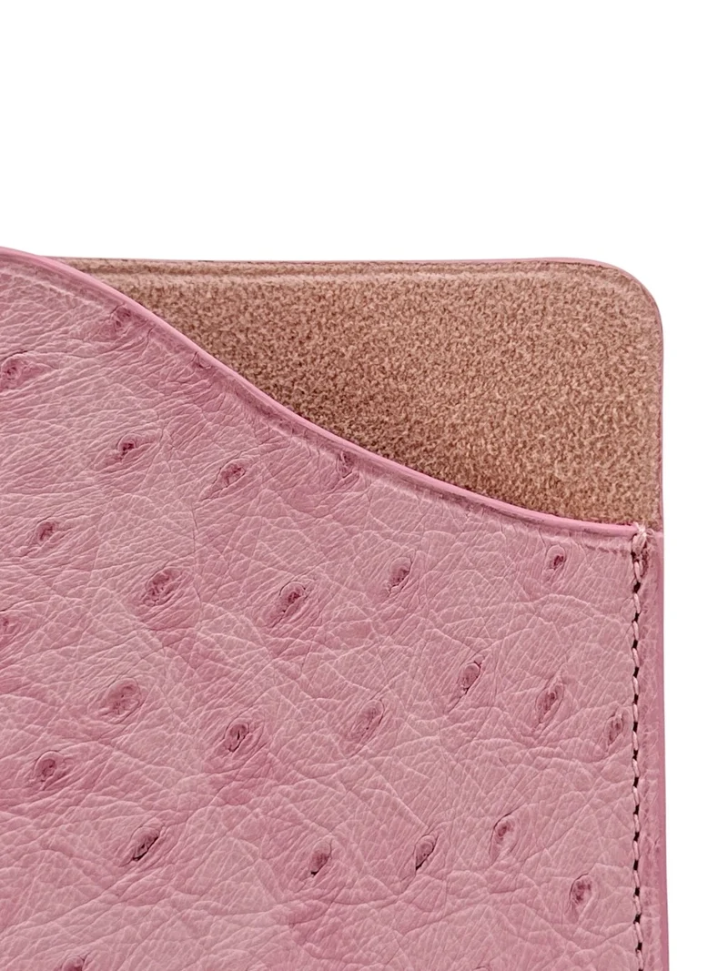 Etui à lunettes en cuir d'autruche édition Haute-couture Rose pâle