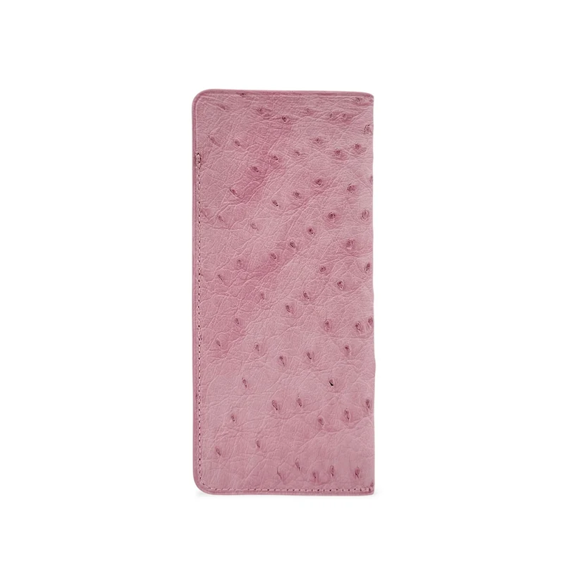 Etui à lunettes en cuir d'autruche édition Haute-couture Rose pâle
