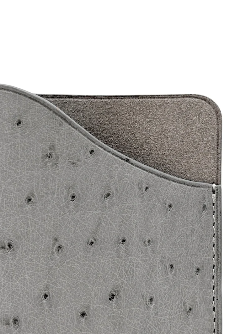Etui à lunettes en cuir d'autruche édition Haute-couture Gris flanelle