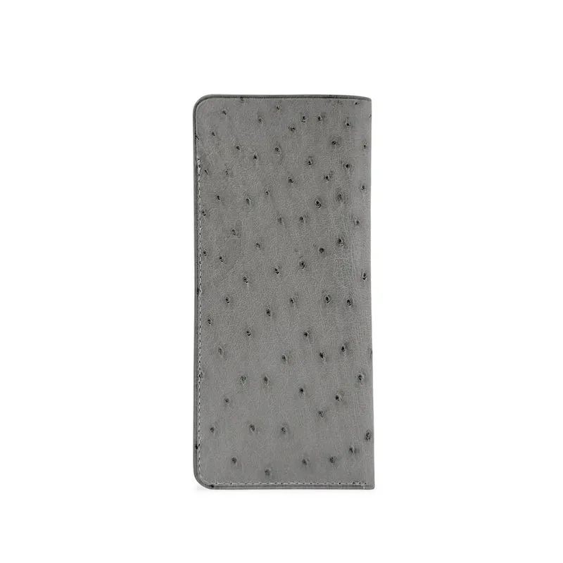 Etui à lunettes en cuir d'autruche édition Haute-couture Gris flanelle