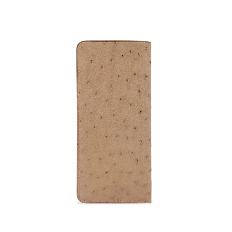 Etui à lunettes en cuir d'autruche édition Haute-couture Beige greige
