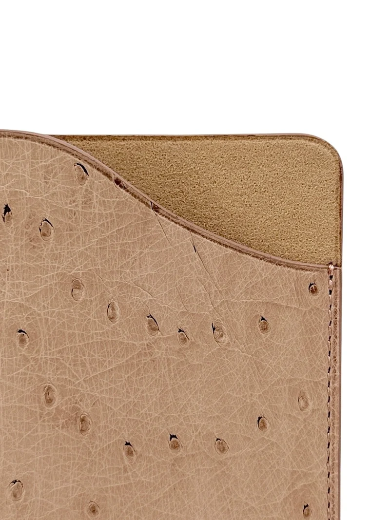 Etui à lunettes en cuir d'autruche édition Haute-couture Beige greige