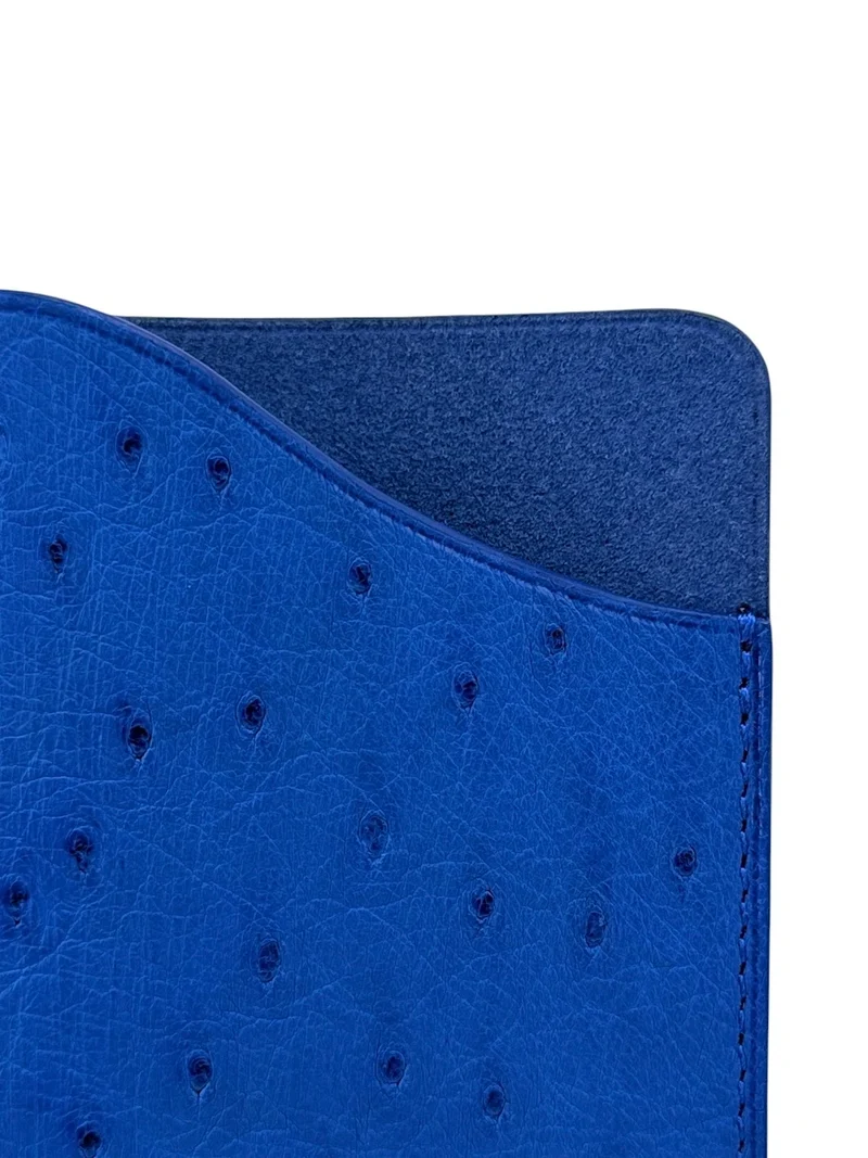 Etui à lunettes en cuir d'autruche édition Haute-couture Bleu roi