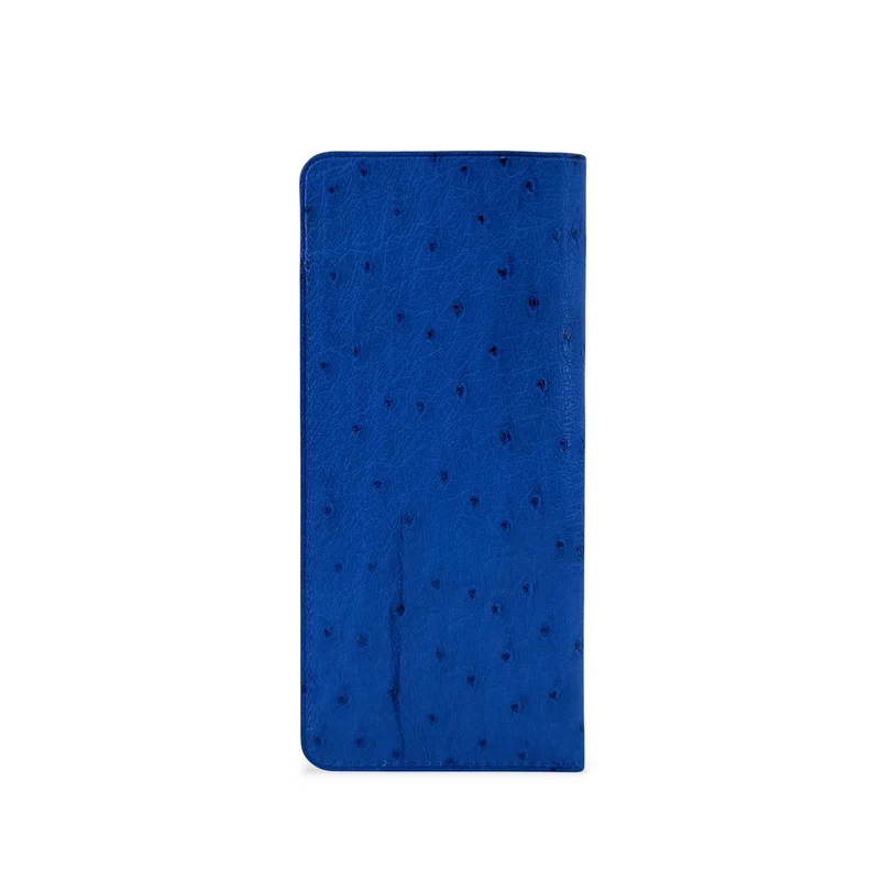 Etui à lunettes en cuir d'autruche édition Haute-couture Bleu roi