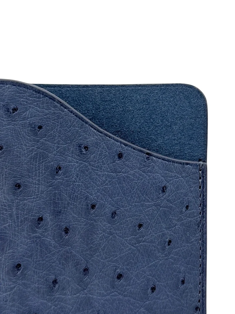 Etui à lunettes en cuir d'autruche édition Haute-couture Bleu marine
