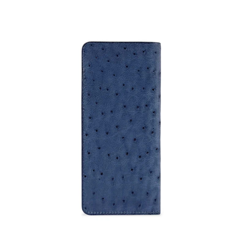 Etui à lunettes en cuir d'autruche édition Haute-couture Bleu marine