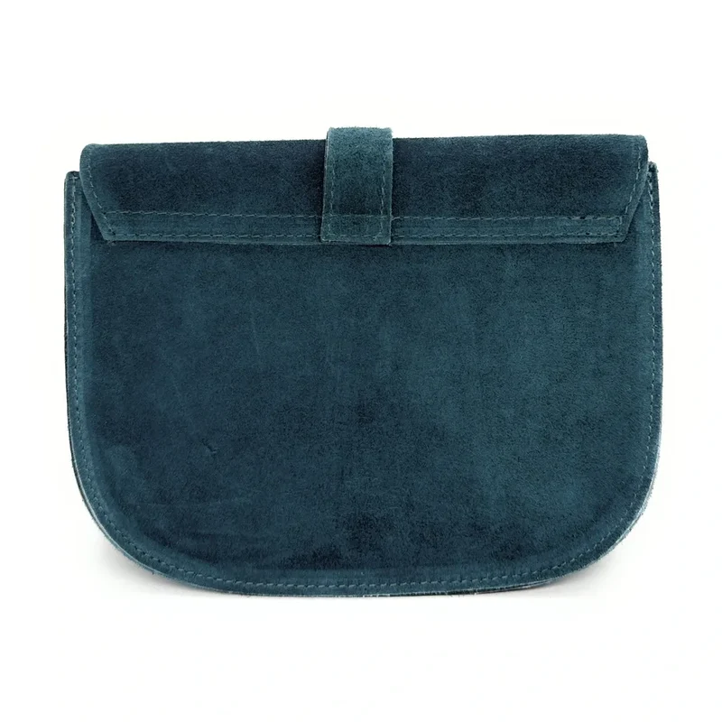 Sac besace en daim VELVET Bleu vert canard