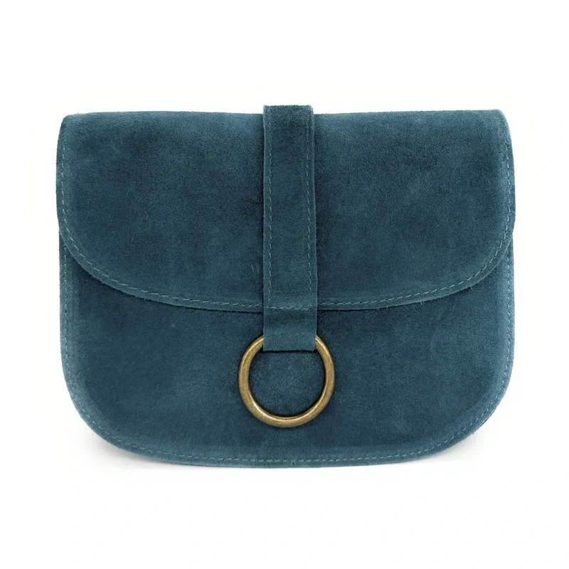 Sac besace en daim VELVET Bleu vert canard