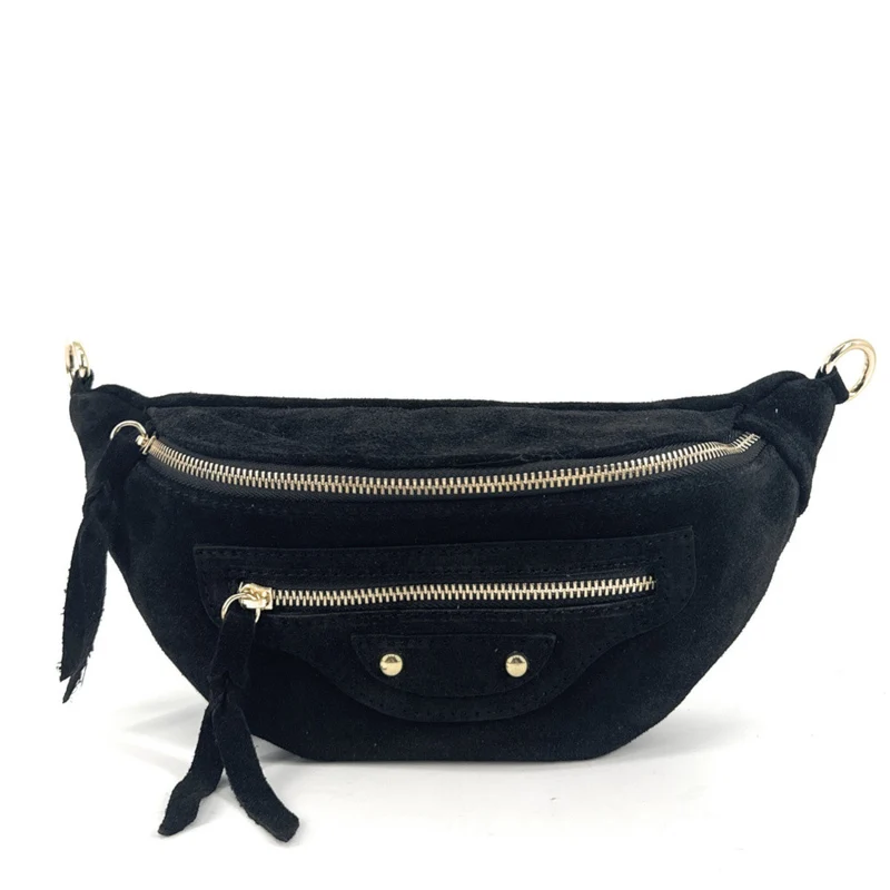 Sac banane en daim LOUKA Noir