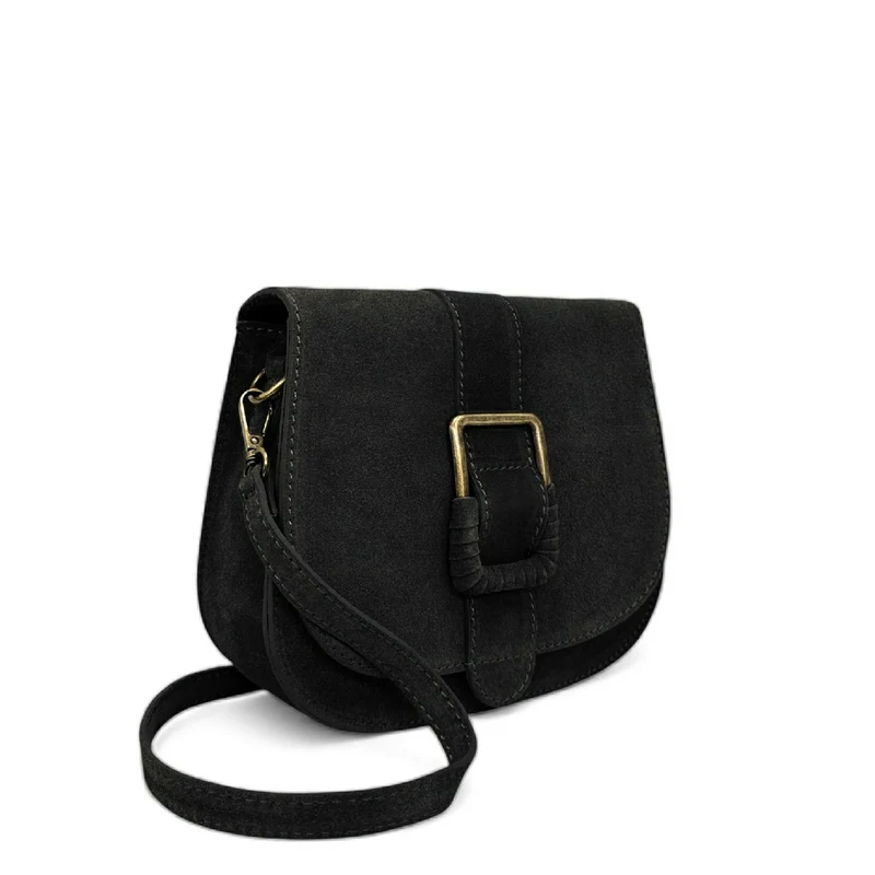 Sac besace en cuir daim ENID Noir
