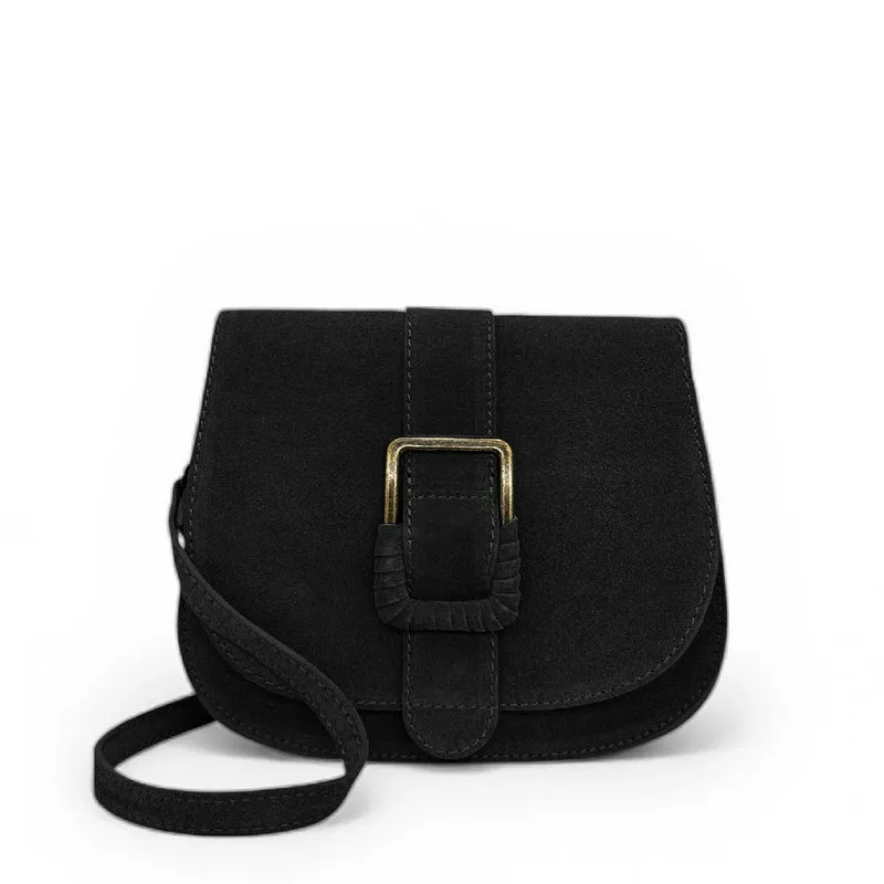 Sac besace en cuir daim ENID Noir