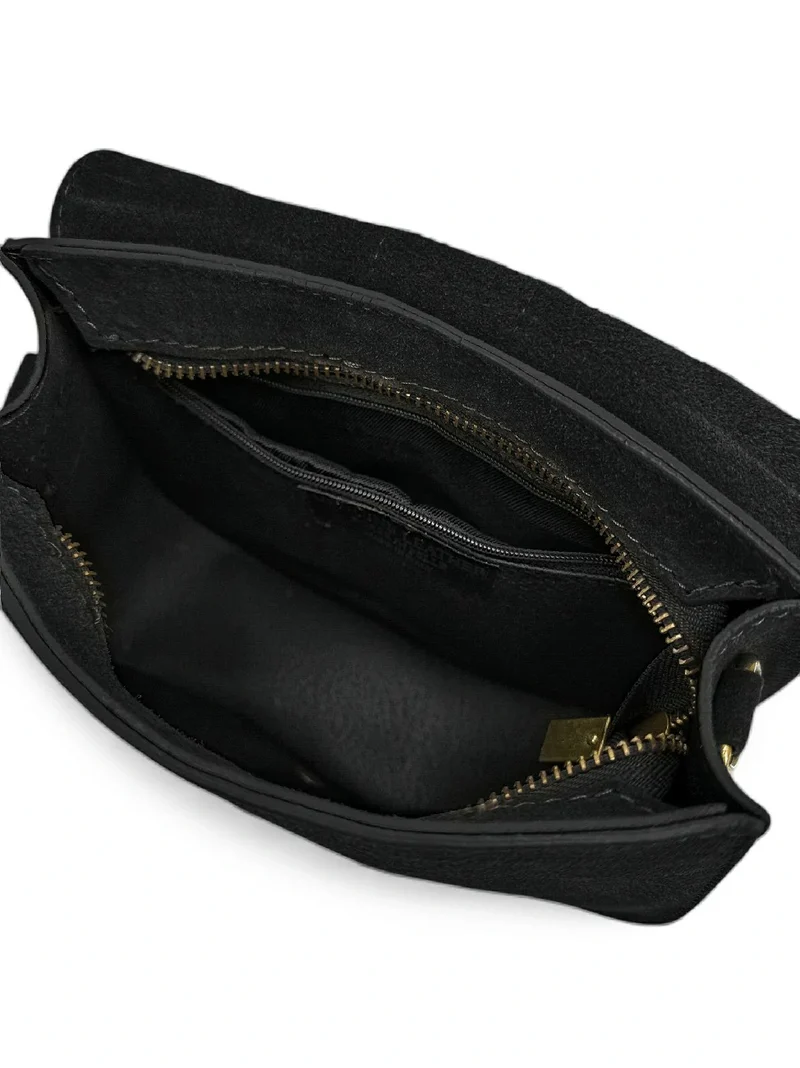 Sac besace en cuir daim ENID Noir