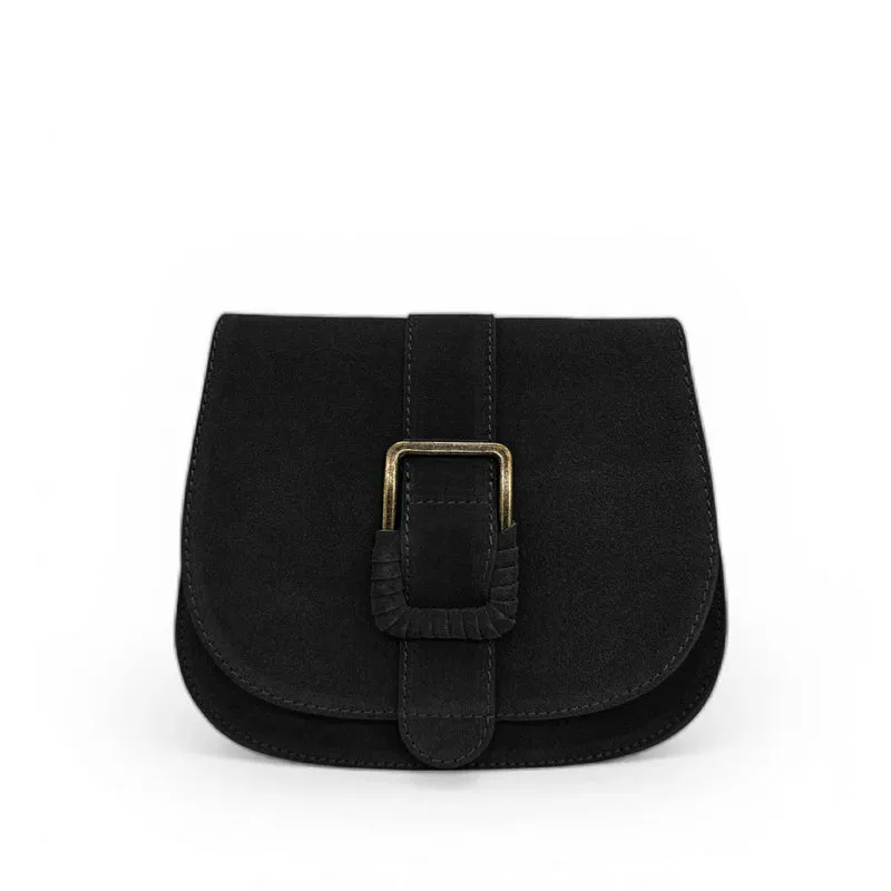 Sac besace en cuir daim ENID Noir