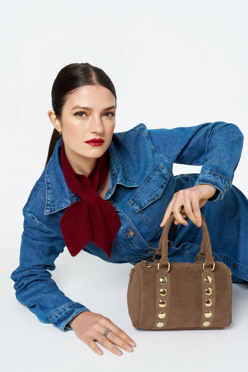 Mini sac bowling en daim DJODY Taupe