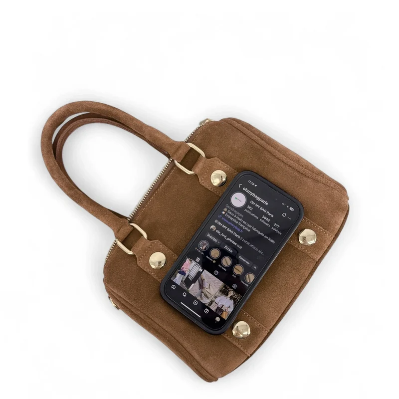 Mini sac bowling en daim DJODY Taupe