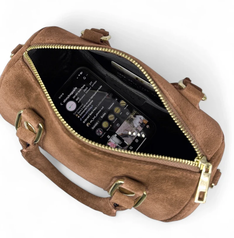 Mini sac bowling en daim DJODY Taupe