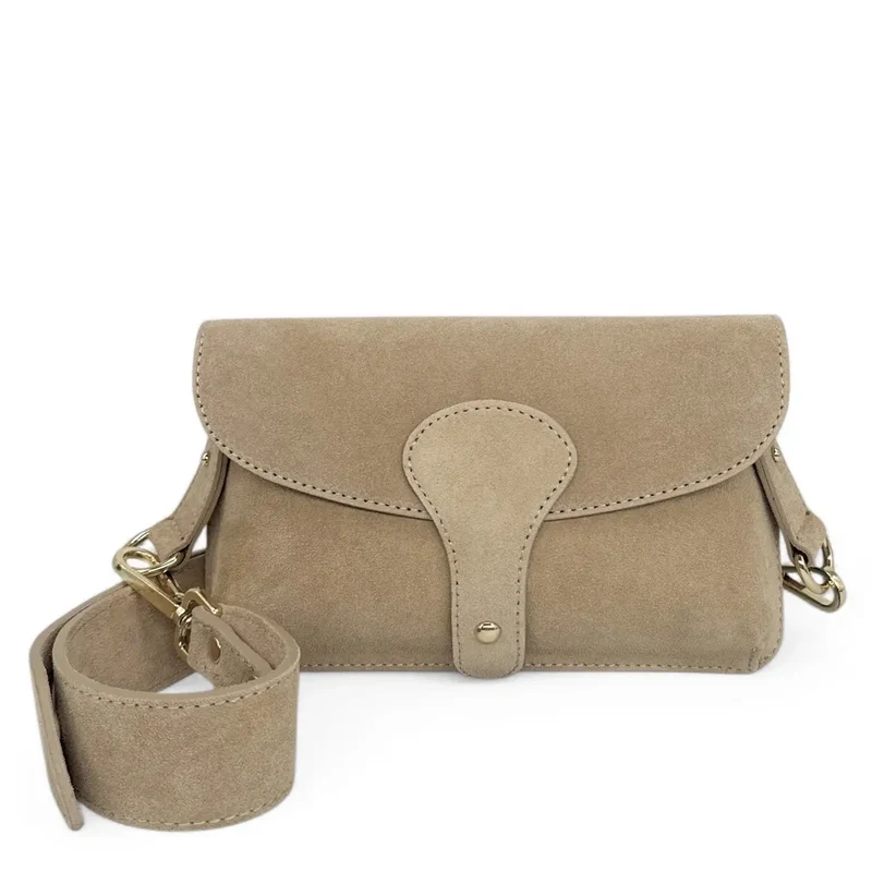 Mini-sac french stick en daim TOSCA SUEDE Taupe clair