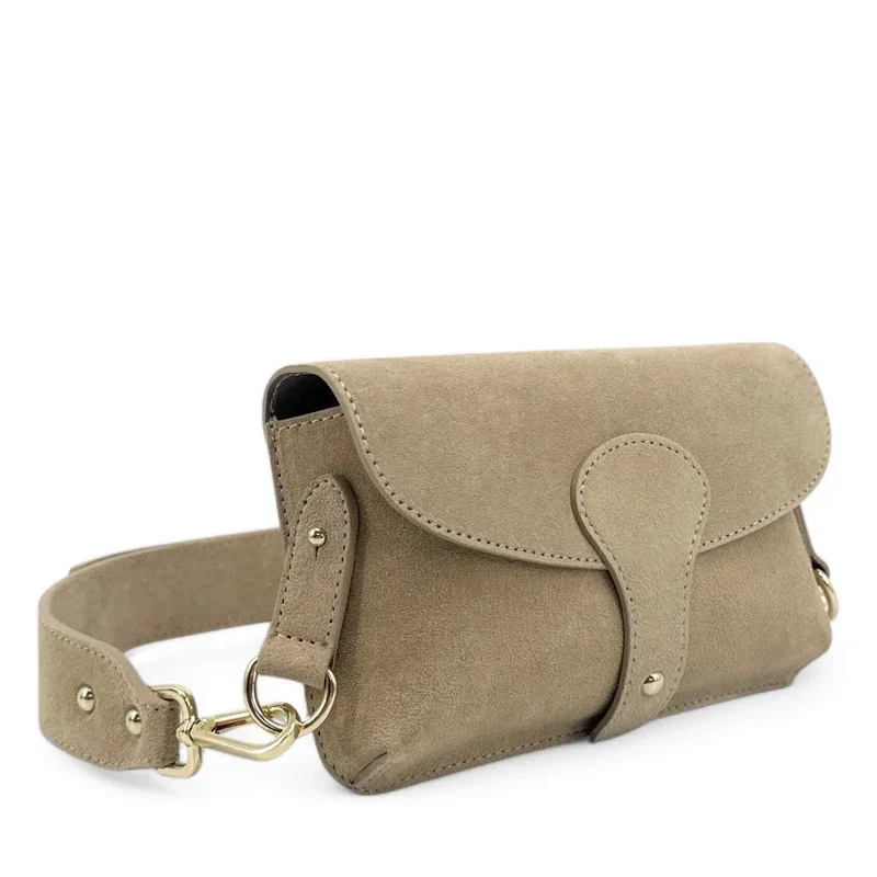 Mini-sac french stick en daim TOSCA SUEDE Taupe clair