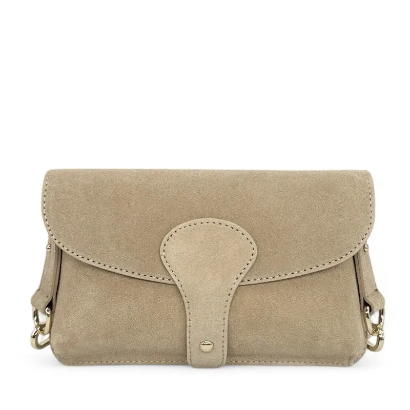 Mini-sac french stick en daim TOSCA SUEDE Taupe clair