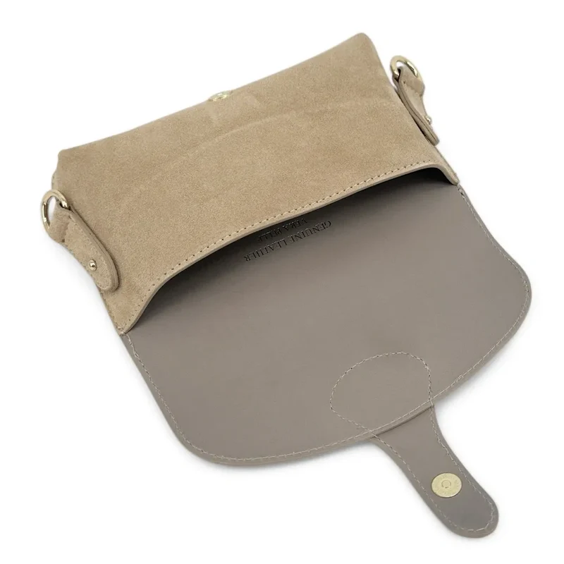 Mini-sac french stick en daim TOSCA SUEDE Taupe clair