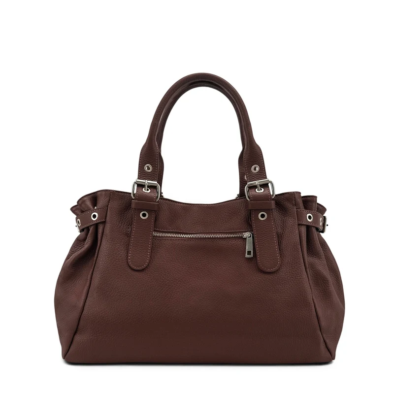 Sac bowling en cuir grainé NEW PRINCESS XL Marron chocolat