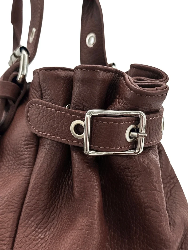 Sac bowling en cuir grainé NEW PRINCESS XL Marron chocolat